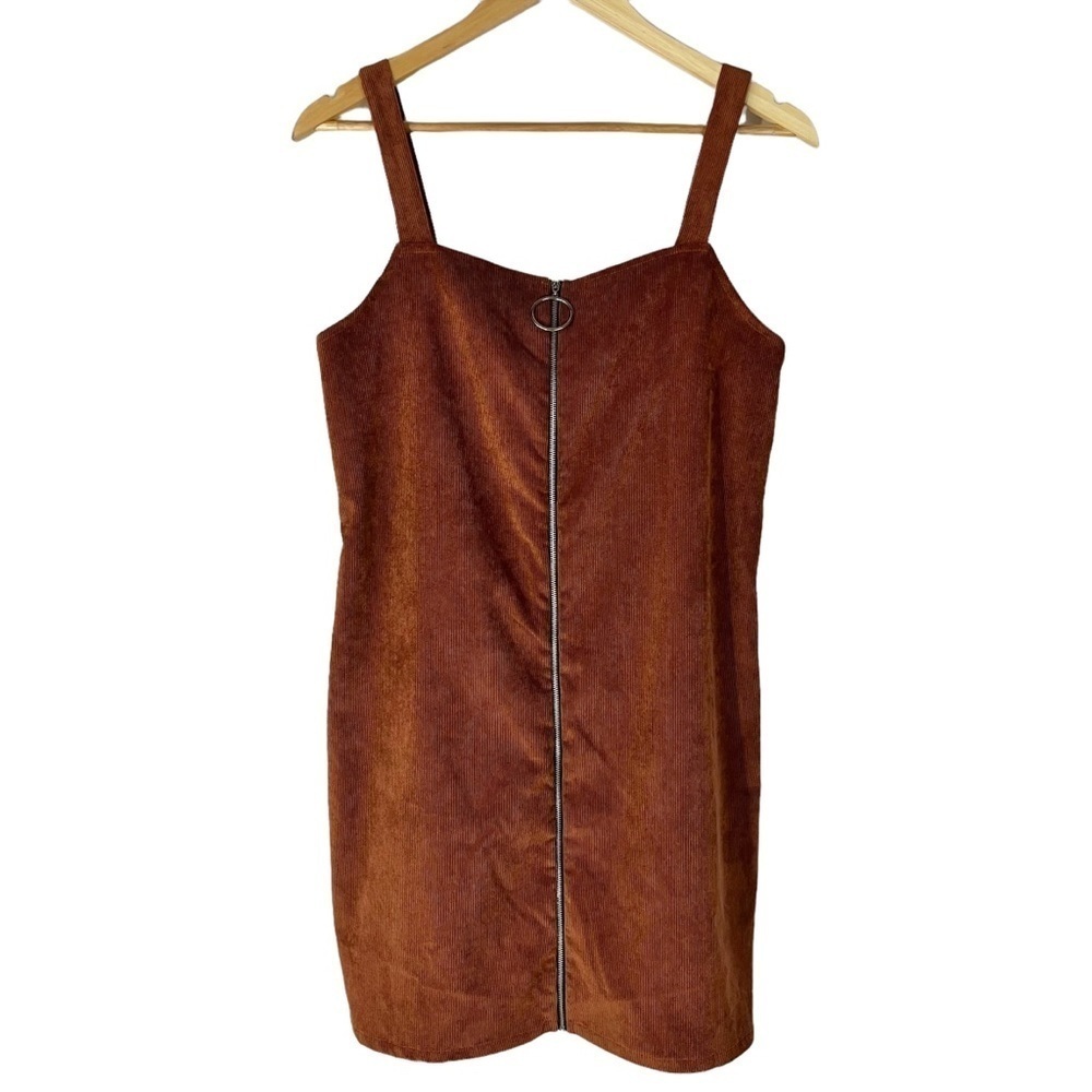 Popular Basics Rust Orange‎ Brown Corduroy Overall Dress
